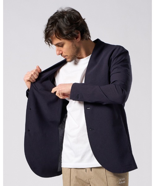wjk(ダヴルジェイケイ)の「solid collar single jacket(テーラードジャケット・メンズ・ブラック/ネイビー・SMALL/MEDIUM/LARGE/X-LARGE)」の7枚目の写真