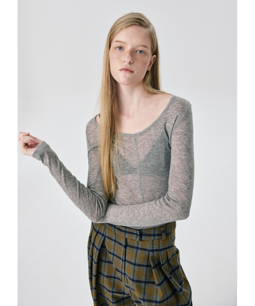 WNDERKAMMER（ブンダーカンマー）の「UネックシアT_グレー（Tシャツ/カットソー・レディース・その他・M/S）」の2枚目の写真