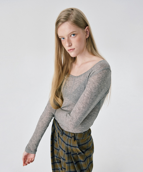 WNDERKAMMER（ブンダーカンマー）の「UネックシアT_グレー（Tシャツ/カットソー・レディース・その他・M/S）」の5枚目の写真