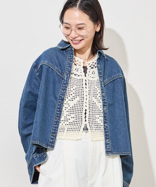 JOURNAL STANDARD（ジャーナルスタンダード）の「CROCHET VEST（ベスト・レディース・ブラック/ホワイト×ホワイト・FREE）」の2枚目の写真