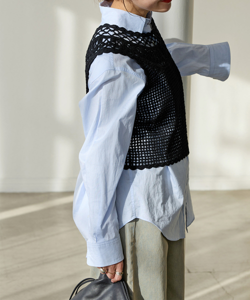 JOURNAL STANDARD（ジャーナルスタンダード）の「CROCHET VEST（ベスト・レディース・ブラック/ホワイト×ホワイト・FREE）」の4枚目の写真