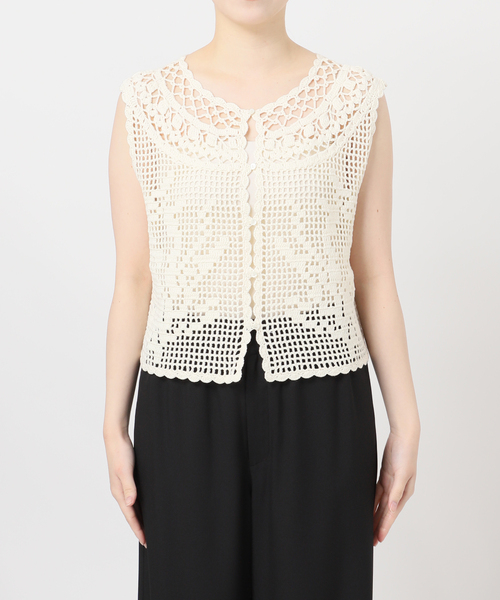 JOURNAL STANDARD（ジャーナルスタンダード）の「CROCHET VEST（ベスト・レディース・ブラック/ホワイト×ホワイト・FREE）」の17枚目の写真