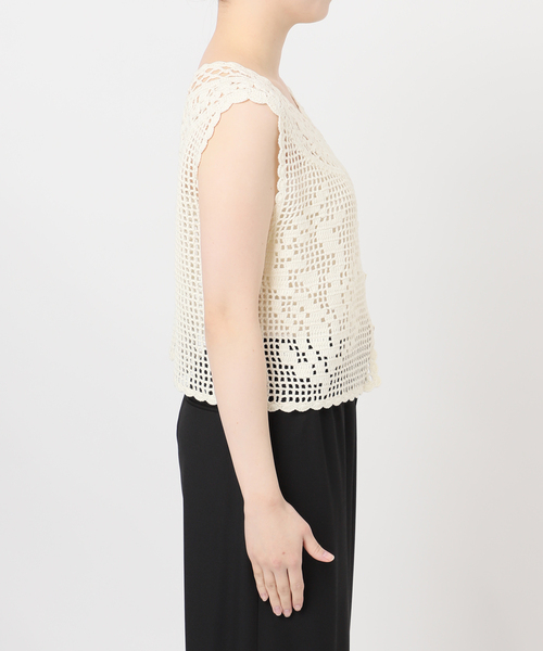 JOURNAL STANDARD（ジャーナルスタンダード）の「CROCHET VEST（ベスト・レディース・ブラック/ホワイト×ホワイト・FREE）」の20枚目の写真