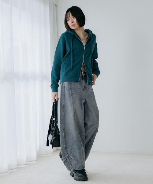 PAGEBOY（ページボーイ）の「タックヘムアソートデニム（デニムパンツ・レディース・ブルー/ブラック・FREE）」の7枚目の写真