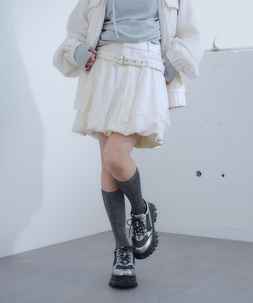 HARE（ハレ）の「レースバルーンミニスカート(HARE)（スカート・レディース・ホワイト/ブラック・FREE）」の2枚目の写真