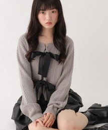 Heather | Wリボンケーブルカーディガン　645574(カーディガン/ボレロ)
