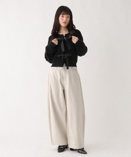 Heather（ヘザー）の「Wリボンケーブルカーディガン　645574（カーディガン/ボレロ・レディース・ブラック/アイボリー/グレー・FREE）」の16枚目の写真