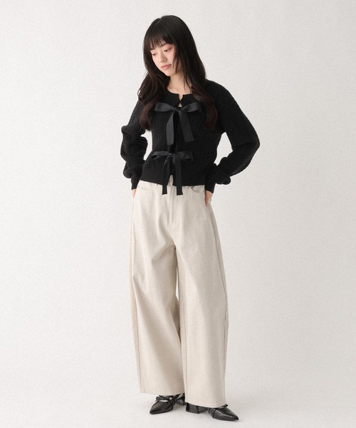 Heather（ヘザー）の「Wリボンケーブルカーディガン　645574（カーディガン/ボレロ・レディース・ブラック/アイボリー/グレー・FREE）」の17枚目の写真