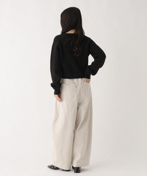 Heather（ヘザー）の「Wリボンケーブルカーディガン　645574（カーディガン/ボレロ・レディース・ブラック/アイボリー/グレー・FREE）」の19枚目の写真