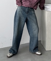 UNDERSTATEMENTs（アンダーステイトメント）の「【ユニセックス】配色ステッチ合皮パッチストレートデニムパンツ（デニムパンツ）」