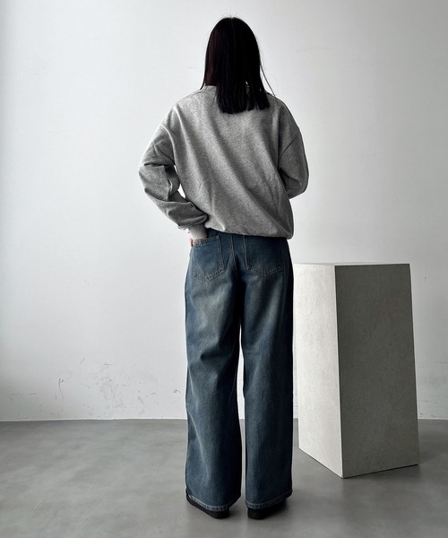 UNDERSTATEMENTs（アンダーステイトメント）の「【ユニセックス】配色ステッチ合皮パッチストレートデニムパンツ（デニムパンツ・メンズ・ブルー/グレー/ブラック/ブラック系その他/インディゴブルー/ブルー系その他・LARGE/MEDIUM/SMALL）」の7枚目の写真