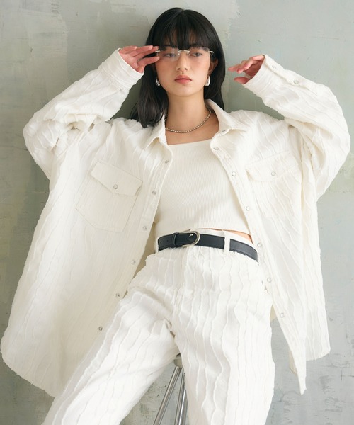 ELLEgirl(エルガール)の「フリンジジャガードシャツジャケット(シャツ/ブラウス・レディース・オフホワイト/ベージュ・FREE)」の13枚目の写真