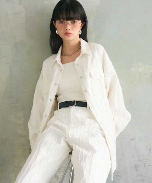 ELLEgirl(エルガール)の「フリンジジャガードシャツジャケット(シャツ/ブラウス・レディース・オフホワイト/ベージュ・FREE)」の14枚目の写真