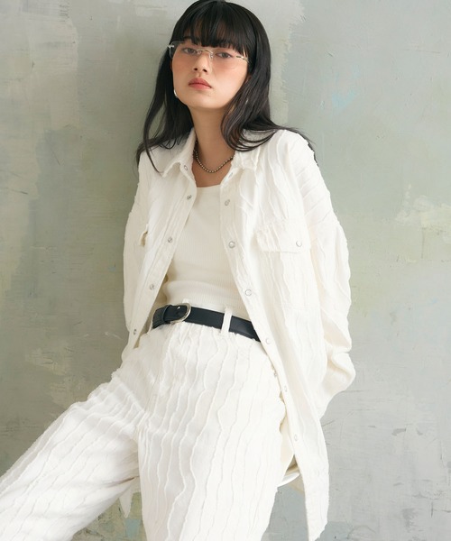 ELLEgirl(エルガール)の「フリンジジャガードシャツジャケット(シャツ/ブラウス・レディース・オフホワイト/ベージュ・FREE)」の16枚目の写真