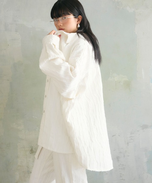 ELLEgirl(エルガール)の「フリンジジャガードシャツジャケット(シャツ/ブラウス・レディース・オフホワイト/ベージュ・FREE)」の10枚目の写真