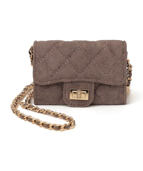 VELETTO: キルティング チェーン ミニ ショルダー バッグ （ブラウン