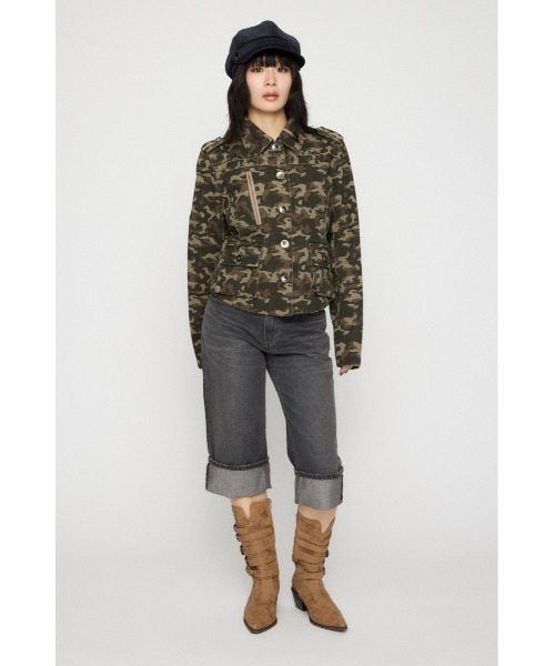 LAGUA GEM（ラグアジェム）の「CUT OFF MILITARY ジャケット（ミリタリージャケット・レディース・アイボリー/カモフラージュ・FREE）」の6枚目の写真