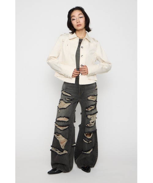 LAGUA GEM（ラグアジェム）の「CUT OFF MILITARY ジャケット（ミリタリージャケット・レディース・アイボリー/カモフラージュ・FREE）」の12枚目の写真