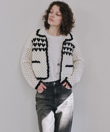 LE CIEL BLEU（ルシェルブルー）の「ハートモチーフクロシェニットジャケット   Heart-Motif Crochet Knit Jacket（ニット/セーター）」