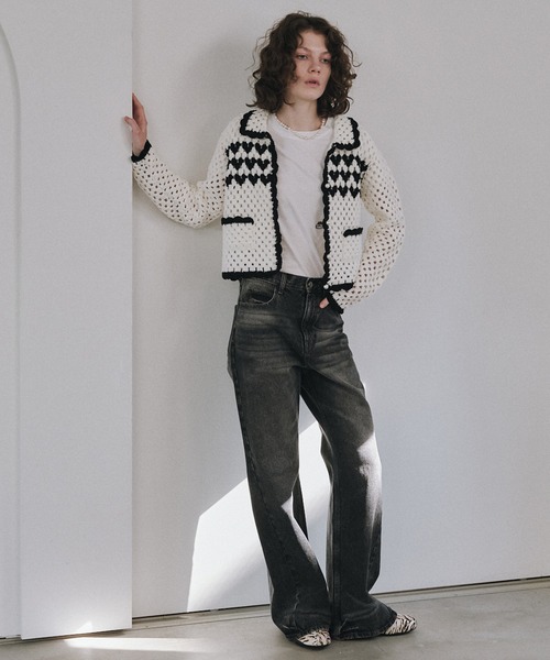 LE CIEL BLEU（ルシェルブルー）の「ハートモチーフクロシェニットジャケット / Heart-Motif Crochet Knit Jacket（ニット/セーター・レディース・ホワイト・36）」の2枚目の写真