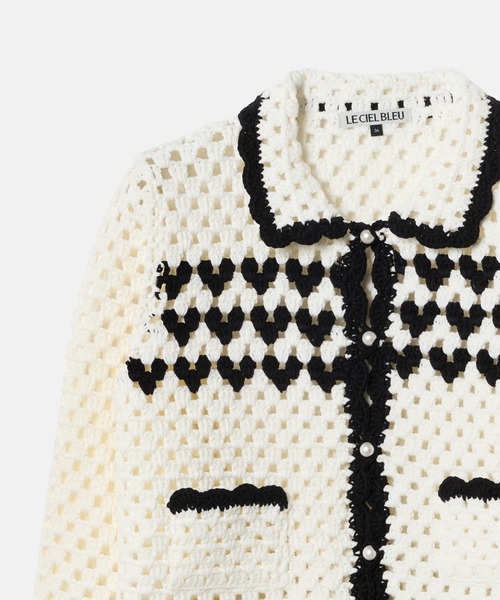 LE CIEL BLEU（ルシェルブルー）の「ハートモチーフクロシェニットジャケット / Heart-Motif Crochet Knit Jacket（ニット/セーター・レディース・ホワイト・36）」の9枚目の写真