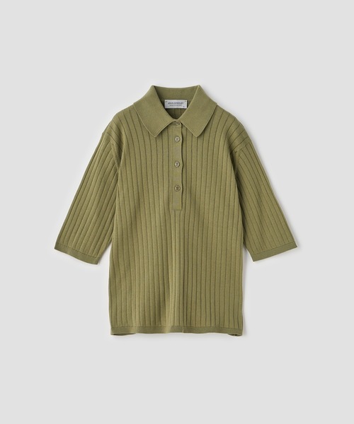 JOHN SMEDLEY(ジョンスメドレー)の「コットンリブニットポロシャツ(ポロシャツ・レディース・グリーン系1・S)」の1枚目の写真