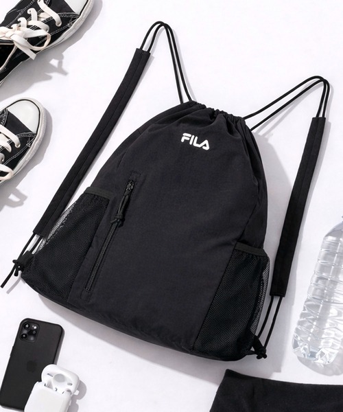 FILA(フィラ)の「FILA/フィラ ナップサック ショルダーパッド付き 軽量 ナイロンバッグ(バックパック/リュック・レディース・ブラック/カーキ/ライトグレー・FREE)」の4枚目の写真