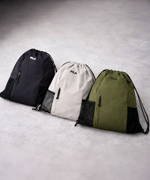 FILA(フィラ)の「FILA/フィラ ナップサック ショルダーパッド付き 軽量 ナイロンバッグ(バックパック/リュック・レディース・ブラック/カーキ/ライトグレー・FREE)」の16枚目の写真