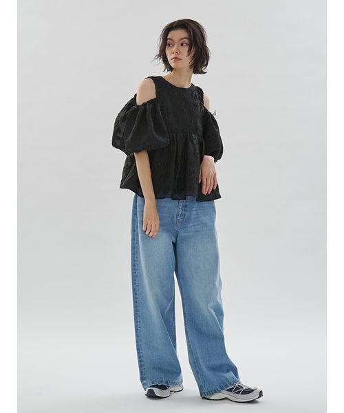 emmi(エミ)の「ウエストゴムルーズデニムパンツ(デニムパンツ・レディース・グレー/ブルー・1/0)」の14枚目の写真