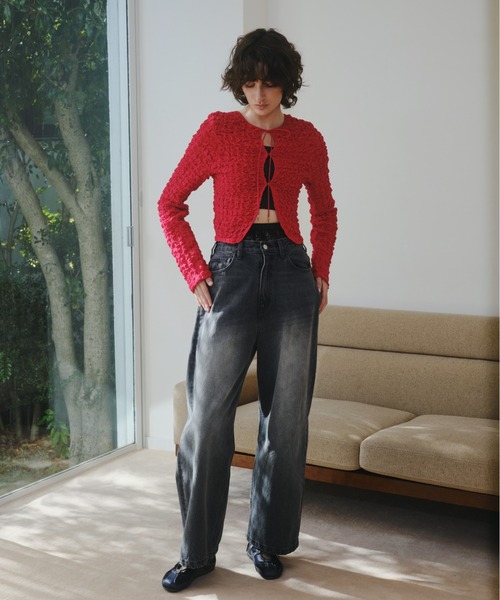 emmi(エミ)の「ウエストゴムルーズデニムパンツ(デニムパンツ・レディース・グレー/ブルー・1/0)」の2枚目の写真