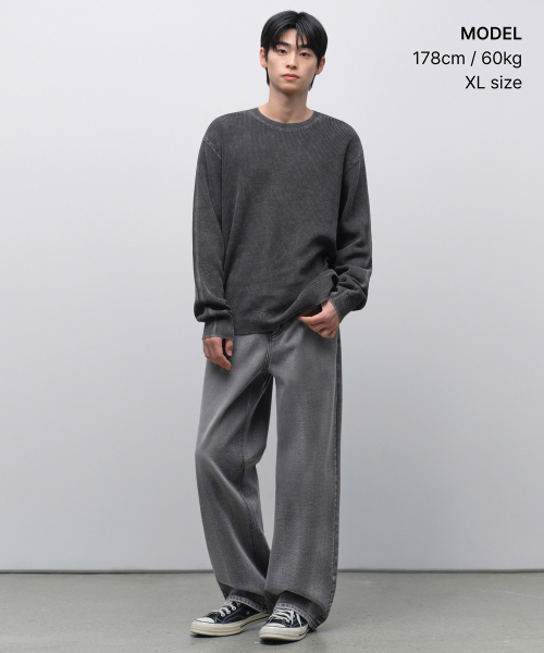 MUSINSA STANDARD（ムシンサスタンダード）の「ピグメントクルーネックニット[チャコールグレー]（ニット/セーター・メンズ・その他・SMALL/MEDIUM/LARGE/X-LARGE/2XL）」の2枚目の写真
