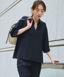ストレッチジョーゼット スキッパー ブラウス