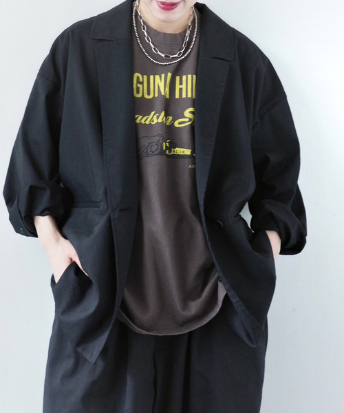 JOURNAL STANDARD LUXE(ジャーナルスタンダード ラックス)の「ラミートロピカルダブルジャケット(テーラードジャケット・レディース・ブラウン系その他/ブラック・FREE)」の2枚目の写真