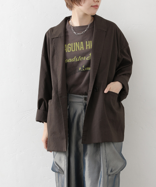 JOURNAL STANDARD LUXE(ジャーナルスタンダード ラックス)の「ラミートロピカルダブルジャケット(テーラードジャケット・レディース・ブラウン系その他/ブラック・FREE)」の7枚目の写真