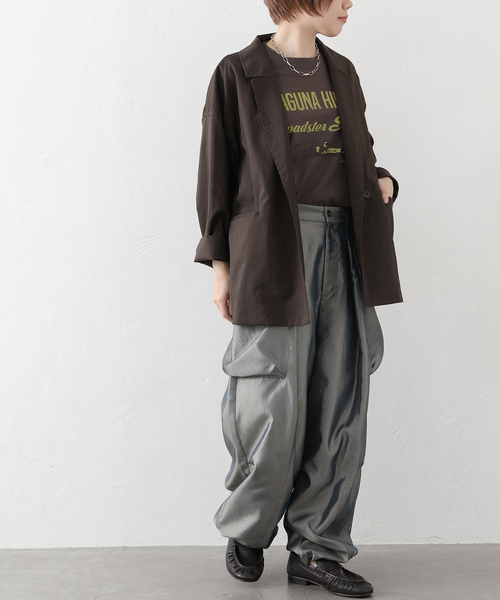 JOURNAL STANDARD LUXE(ジャーナルスタンダード ラックス)の「ラミートロピカルダブルジャケット(テーラードジャケット・レディース・ブラウン系その他/ブラック・FREE)」の10枚目の写真