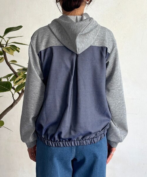 un dix cors（アンディコール）の「異素材バック切替パーカー（パーカー・レディース・ベージュ/ブラック/グレー・FREE）」の11枚目の写真