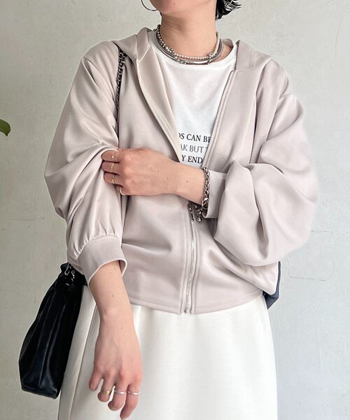 un dix cors（アンディコール）の「異素材バック切替パーカー（パーカー・レディース・ベージュ/ブラック/グレー・FREE）」の21枚目の写真