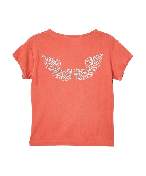 X-girl(エックスガール)の「FADED ANGEL WING S/S BABY TEE(Tシャツ/カットソー・レディース・ブラック/オリーブ/オレンジ・S/M)」の8枚目の写真