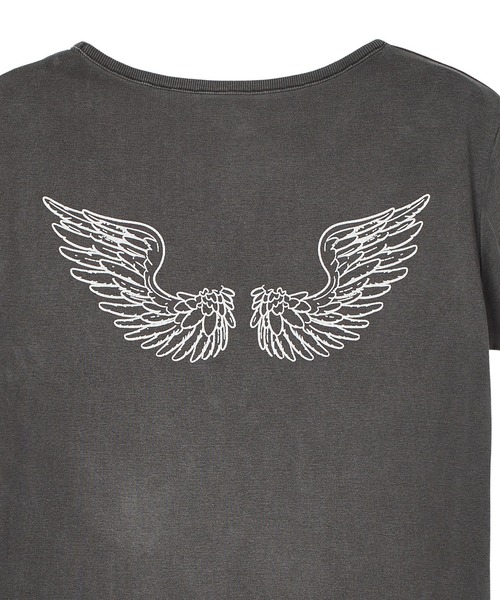 X-girl(エックスガール)の「FADED ANGEL WING S/S BABY TEE(Tシャツ/カットソー・レディース・ブラック/オリーブ/オレンジ・S/M)」の14枚目の写真