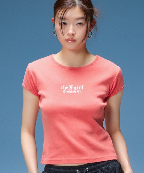 X-girl(エックスガール)の「FADED ANGEL WING S/S BABY TEE(Tシャツ/カットソー・レディース・ブラック/オリーブ/オレンジ・S/M)」の5枚目の写真