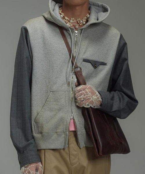 KHOKI（コッキ）の「【KHOKI/コッキ】Combination Zip Hoodie（パーカー・メンズ・グレー/ブラック・1/2/3）」の13枚目の写真