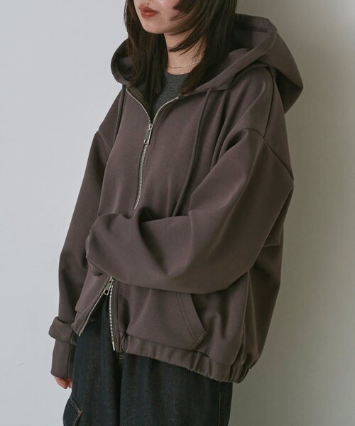 goocy(グーシー)の「【セットアップ対応】ショートカンガルーポケットパーカー(Tシャツ/カットソー・レディース・ブラック/チャコールグレー/グレー・FREE)」の20枚目の写真