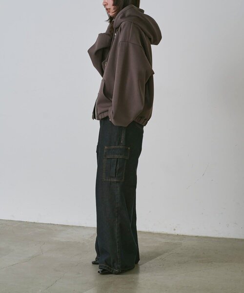goocy(グーシー)の「【セットアップ対応】ショートカンガルーポケットパーカー(Tシャツ/カットソー・レディース・ブラック/チャコールグレー/グレー・FREE)」の22枚目の写真