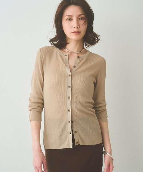 Whim Gazette（ウィムガゼット）の「シアーリブニットカーディガン（カーディガン/ボレロ・レディース・ベージュ/ブラック/レッド・FREE）」の10枚目の写真