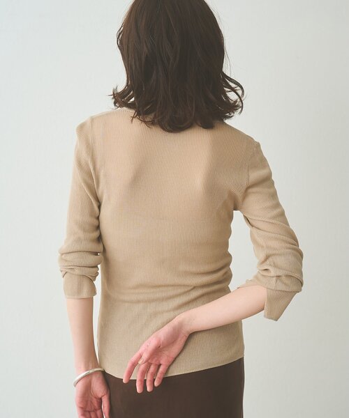 Whim Gazette（ウィムガゼット）の「シアーリブニットカーディガン（カーディガン/ボレロ・レディース・ベージュ/ブラック/レッド・FREE）」の8枚目の写真