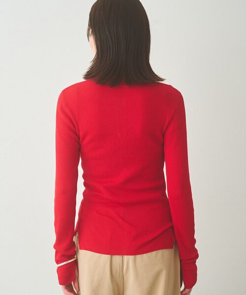 Whim Gazette（ウィムガゼット）の「シアーリブニットカーディガン（カーディガン/ボレロ・レディース・ベージュ/ブラック/レッド・FREE）」の16枚目の写真