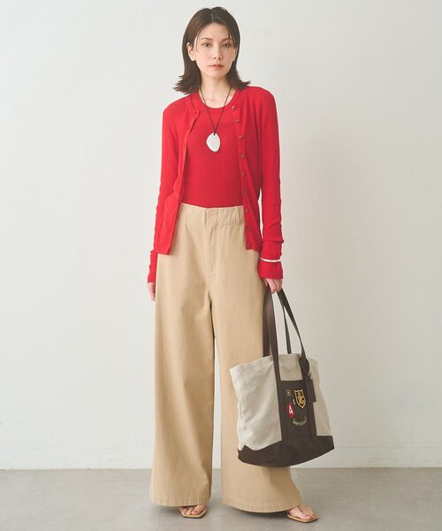 Whim Gazette（ウィムガゼット）の「シアーリブニットカーディガン（カーディガン/ボレロ・レディース・ベージュ/ブラック/レッド・FREE）」の11枚目の写真