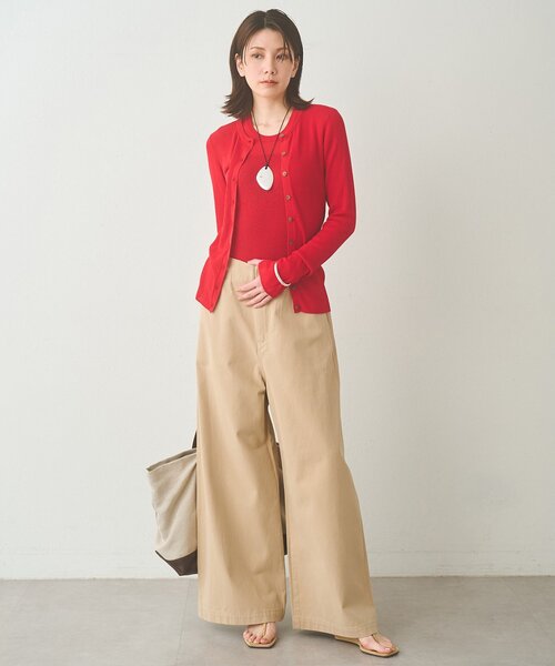 Whim Gazette（ウィムガゼット）の「シアーリブニットカーディガン（カーディガン/ボレロ・レディース・ベージュ/ブラック/レッド・FREE）」の19枚目の写真