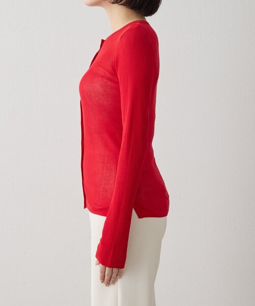 Whim Gazette（ウィムガゼット）の「シアーリブニットカーディガン（カーディガン/ボレロ・レディース・ベージュ/ブラック/レッド・FREE）」の21枚目の写真