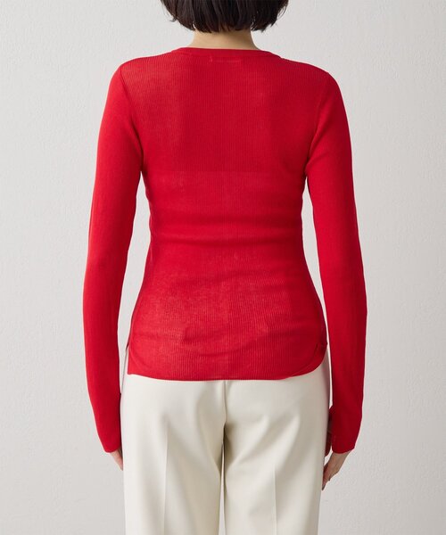 Whim Gazette（ウィムガゼット）の「シアーリブニットカーディガン（カーディガン/ボレロ・レディース・ベージュ/ブラック/レッド・FREE）」の22枚目の写真